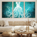Green Octopus Abstract Wall Art Canvas Print
