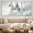 Large Wall Art Canvas Print – Beautiful Running White Horses