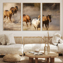 Large Wall Art 5 Horses Running on Sand Canvas Print