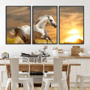 Large Wall Art Galloping White Horse at Sunset Canvas Print