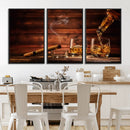 Whiskey and Cigar Wall Art Canvas | 3 Panel Bar Room Decor by MyGreatCanvas | Canvas Wall Art Prints | Photo Prints & Wall Decor