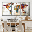 Vintage World Map Canvas Wall Art Print, Warm Tone Global