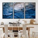 Navy Blue Canvas Art Abstract Print – Elegant Triptych