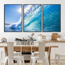 Blue Big Wave Surfing Ocean Canvas Wall Art Artwork Print