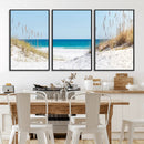 Serene Coastal Dune Path with Ocean View, 3-Panel Beach