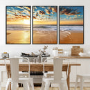 Golden Sunset Beach Print Canvas Wall Art, Giclee Canvas