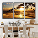 Golden Tropical Beach Sunset Canvas Triptych, Coastal Palm by MyGreatCanvas | Canvas Wall Art Prints | Photo Prints & Wall Decor