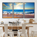 Tropical Beach Sunset Canvas Art, Ocean Waves and Sandy