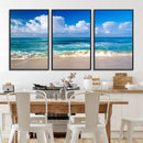 Tropical Beach 3-Panel Canvas Wall Art – Serene Ocean Waves