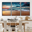 Sunset Ocean Beach Wall Art – Giclee Canvas Print, Coastal