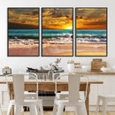 Golden Sunset Beach Canvas Wall Art – Triptych Seascape by MyGreatCanvas | Canvas Wall Art Prints | Photo Prints & Wall Decor