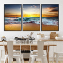 Golden Sunset Ocean Waves Wall Art Canvas Print – Multi