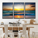 Vibrant Ocean Sunrise Over Golden Beach Waves, Giclee Canvas