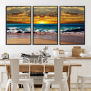 Ocean Sunrise Over Golden Beach Waves, Giclee Canvas Wall