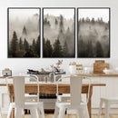 Foggy Mountain Wall Art | 3-Panel Foggy Forest and Mountain