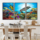 Aquatic Life Sea Turtles Fish Wall Art Canvas Print