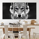 Black and White Wild Wolf Wall Art Canvas Print