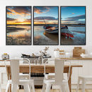 Small Boat At The Beach Sunset Wall Art, Boat Sunset Wall
