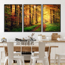 Sunlight Through Trees Wall Art Canvas Print - Autumn Forest