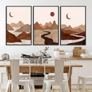 Boho Wall Art Canvas Print Set Mid-Century Prints Bohemian