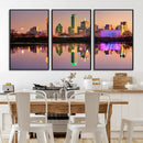Colorful Dallas City Lights Night Skyline Wall Art Print