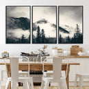 Large Foggy Mountain Forest Wall Art Canvas Print | Misty