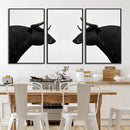Spanish Bull Art - Framed Black and White Bull Canvas Print