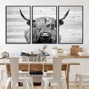 Scottish Highland Cow Cattle Art Print on Wood Background by MyGreatCanvas | Canvas Wall Art Prints | Photo Prints & Wall Decor