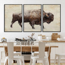Buffalo Wall Art, Western Bison Canvas Print, Rustic Buffalo