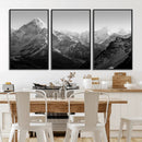 Everest Himalaya Mountain Peaks Black & White Triptych