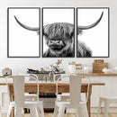 Grayscale Scottish Highland Cow Cattle Art Print Farmhouse by MyGreatCanvas | Canvas Wall Art Prints | Photo Prints & Wall Decor