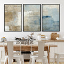Abstract Blue and Beige Wall Art, Modern Minimalist Canvas