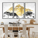 Golden Mountain Triptych Wall Art Canvas Print, Modern