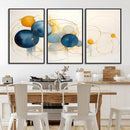Geometric Blue Orange Abstract Wall Art Canvas, Geometric