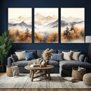 Abstract Mountain Wall Art | Misty Mountain Forest and