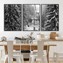 Winter Ski Lift Black and White Canvas Wall Art – Alpine