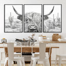 Rustic Charm | Cow Longhorn Black White Bighorn Wall Art by MyGreatCanvas | Canvas Wall Art Prints | Photo Prints & Wall Decor