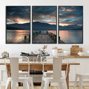 Mountain Lake Wood Pier Canvas Wall Art Nature Lake Print