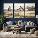 Rustic Farmhouse Barn Wall Art | 3-Panel Framed Gallery Wrap