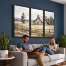 Rustic Farmhouse Barn Wall Art | 3-Panel Framed Gallery Wrap