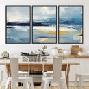 Abstract Ocean Canvas Wall Art - Coastal Blue and Gold