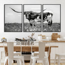 Texas Black White Highland Longhorn Cow Wall Art Canvas by MyGreatCanvas | Canvas Wall Art Prints | Photo Prints & Wall Decor