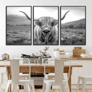 Black White Scottish Highland Cow Canvas Farm Wall Art by MyGreatCanvas | Canvas Wall Art Prints | Photo Prints & Wall Decor