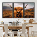 Highland Cow Longhorn Wall Art – Rustic Canvas Print, Framed