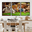 Dogs Playing Pool Canvas Wall Art Funny Gifts Dog Print