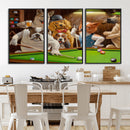 Dogs Playing Pool Canvas Wall Art Funny Gifts Dog Print