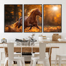 Running Horse Sunset Forest Wall Art Canvas Print