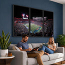Ben Hill Griffin Stadium Night Game Triple Canvas Wall Art -