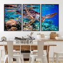 Underwater Coral Reef Sea Turtle Wall Art Canvas Print,