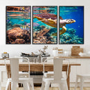 Sea Turtle Wall Art Canvas Print – Vibrant Ocean Coral Reef
